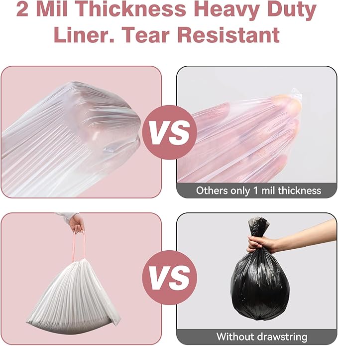 Leon&Visky Litter Box Liner With Drawstring, 50 Count, Compatible with Litter-Robot 4 and Litter-Robot 3, Heavy Duty Extra Thickness 2 mil