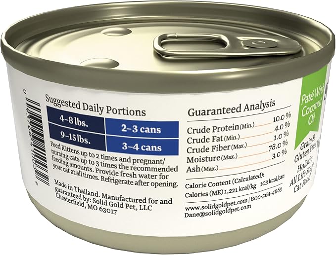 Solid Gold Tropical Blendz Wet Cat Food - Chicken Liver Pate in Coconut Oil - Canned Cat Food, 24 Pack