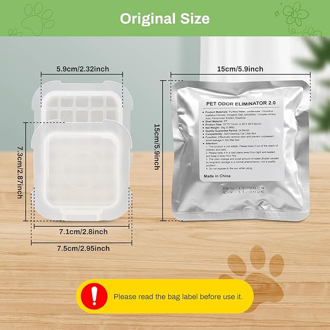 Update Cat Litter Odor Eliminator 2.0 for Self-Cleaning Cat Litter Box, GISOFIK Cat Litter Deodorizer, Cat Toilet Odor Control, Litter Box Deodorizer, Safe for Pets 98% Remove Rate(6 Pack)