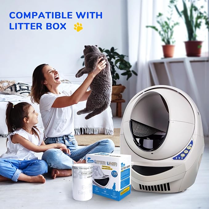 Litter Box Liner Bag Compatible with Cat litter Box 3 and 4, 120 Pack - Extra Thick Waste Bags for Self-Cleaning Pet Kitty Litter Box Drawer Liners, 9-11 Gallons Home/Kitchen Trash Bags