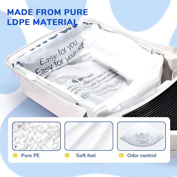 Litter Box Liner Bag Compatible with Cat litter Box 3 and 4, 60 Pack - Extra Thick Waste Bags for Self-Cleaning Pet Kitty Litter Box Drawer Liners, 9-11 Gallons Home/Kitchen Trash Bags