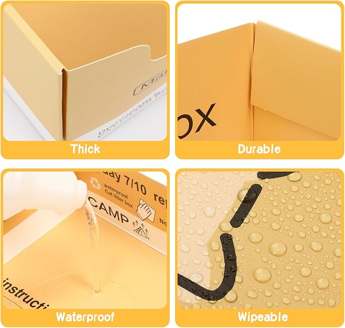 Maxcheck 5 Pcs Disposable Cat Litter Box 14.96 x 11.4 x 4.7 Inch Double Layer Foldable Paper Kitty Tray Travel Litter Box Portable Litter Box Cat Litter Tray for Cats Small Pets Animals Travel Needs