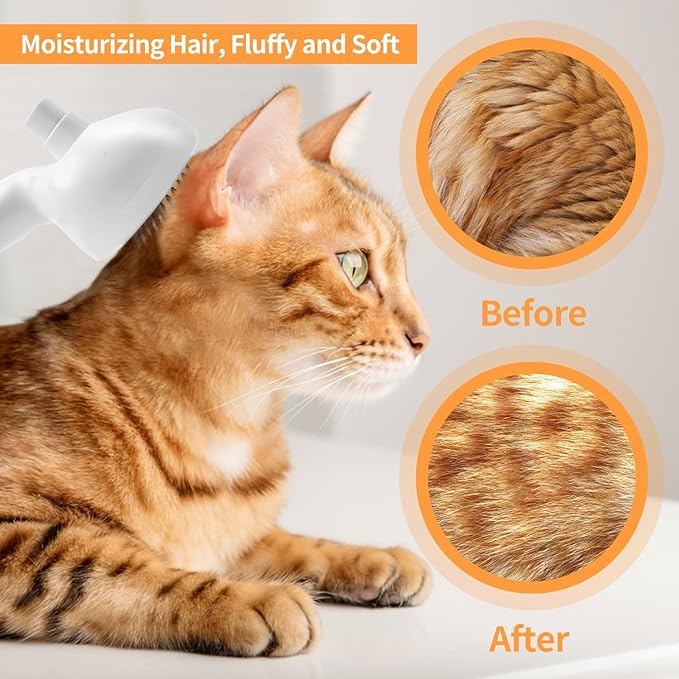 Spray Cat Brush for Shedding, Pet Grooming Brush Remove Static Flying Hair, Self Cleaning Pet Brush with Release Button for Long and Short Dogs Cats Rabbit Massage - Green