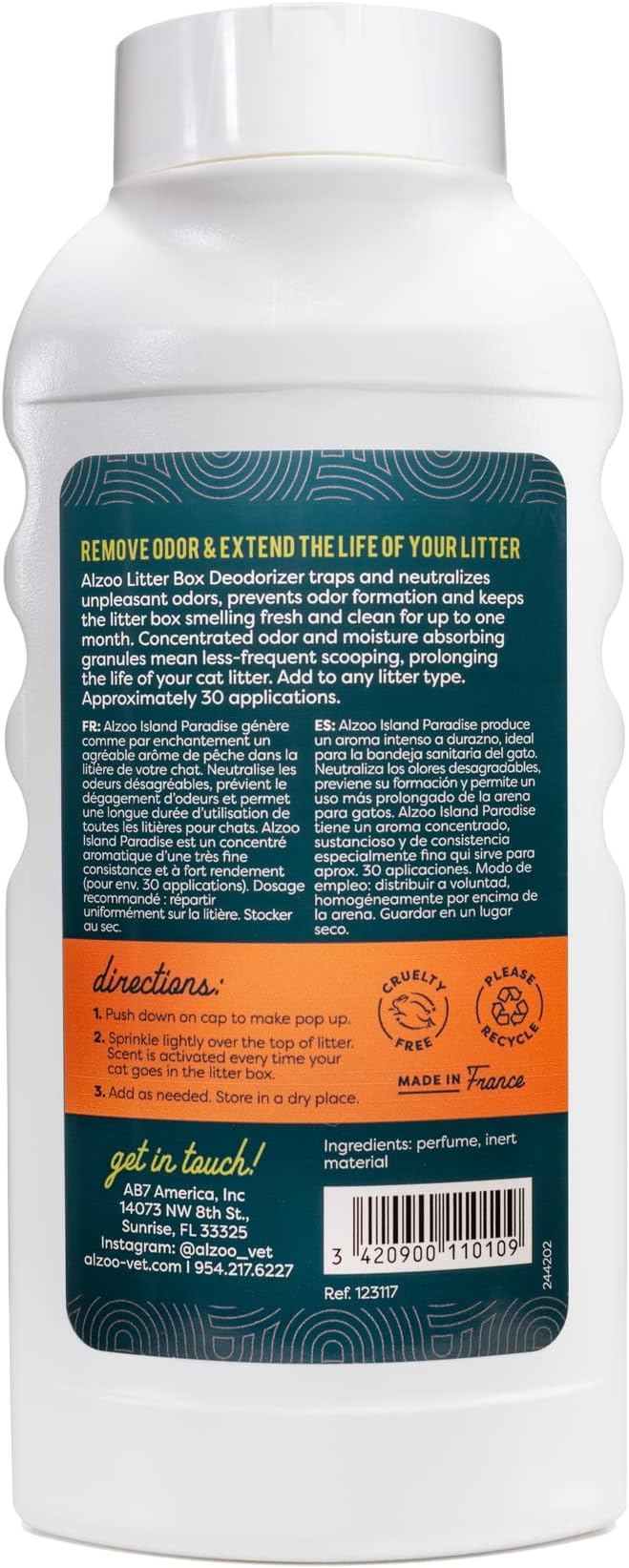 Cat Litter Deodorizer, Concentrated Granules Absorb & Help Neutralize Odors, 100% Plant-Based Active Ingredients, Up to 30 Uses, Island Paradise Scent, 26.6 Oz.