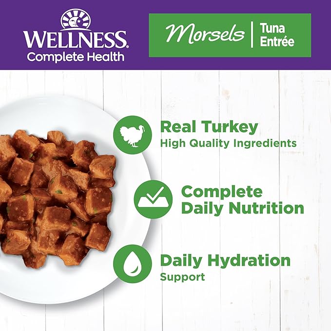 Wellness Complete Health Natural Grain Free Wet Canned Cat Food, Cubed Turkey Entrée in Rich Gravy, 5.5-Ounce Can (Pack of 24)