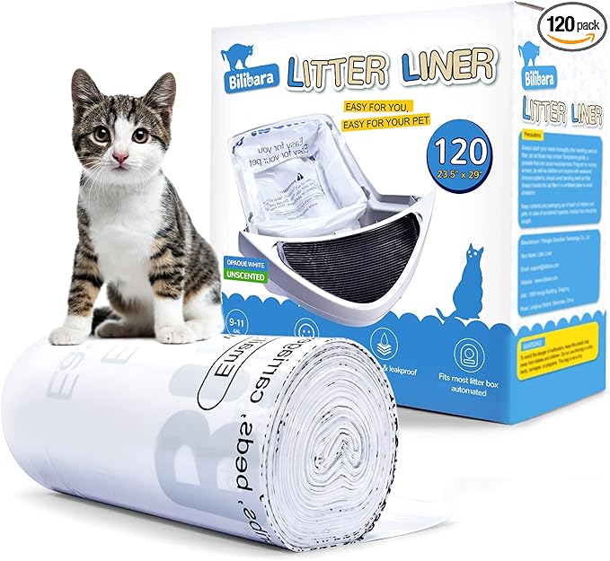 Litter Box Liner Bag Compatible with Cat litter Box 3 and 4, 120 Pack - Extra Thick Waste Bags for Self-Cleaning Pet Kitty Litter Box Drawer Liners, 9-11 Gallons Home/Kitchen Trash Bags