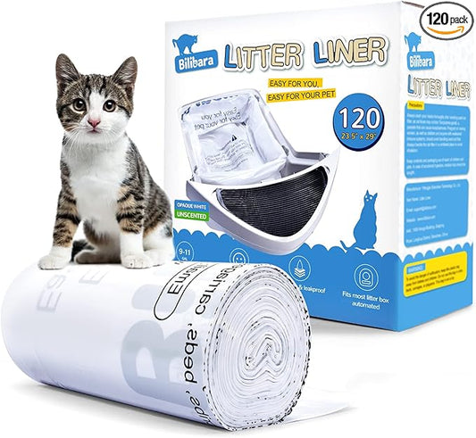 Litter Box Liner Bag Compatible with Cat litter Box 3 and 4, 120 Pack - Extra Thick Waste Bags for Self-Cleaning Pet Kitty Litter Box Drawer Liners, 9-11 Gallons Home/Kitchen Trash Bags