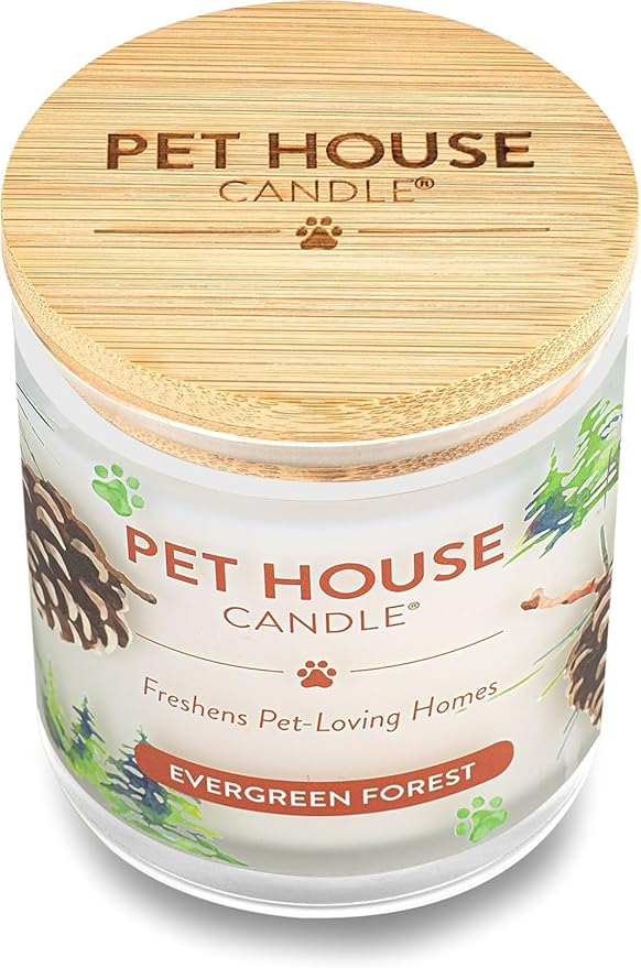 One Fur All Pet House Evergreen Forest Candles Plant-Based/Soy Candle - Clean Burning Scented Candles, Long Lasting Pet Odor Candle for Home - 4 Pack
