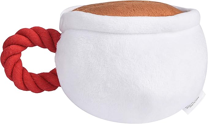 Central Perk Coffee Mug Plush Dog Toy with Rope Handle| Soft Cute Squeaky Toy for All Dogs | Stuffed Dog Toys with Squeaker Noise for Added Fun, Friends Memorabilia