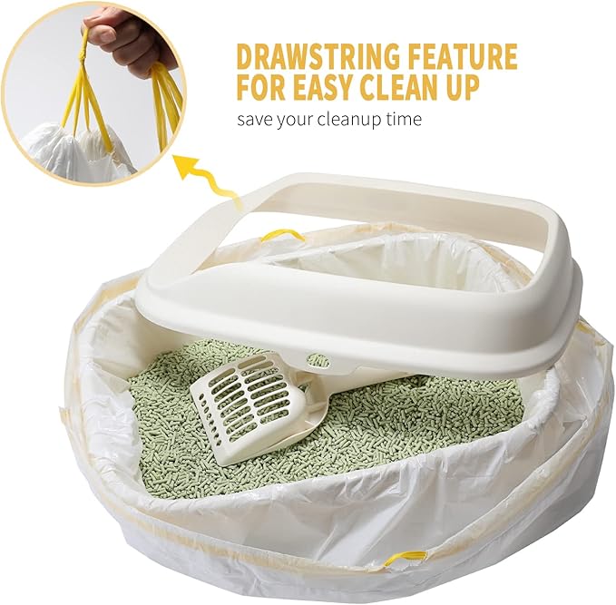 KONE Cat Litter Box Liners, 26 Count Extra Durable Large Drawstring Kitty Litter Pan Bags, 30" x 17"