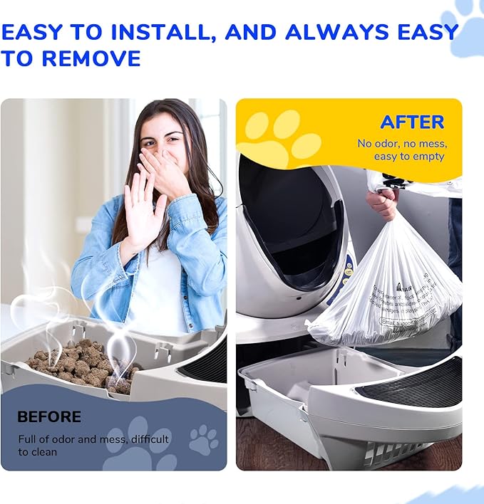 Litter Box Liner Bag Compatible with Cat litter Box 3 and 4, 120 Pack - Extra Thick Waste Bags for Self-Cleaning Pet Kitty Litter Box Drawer Liners, 9-11 Gallons Home/Kitchen Trash Bags