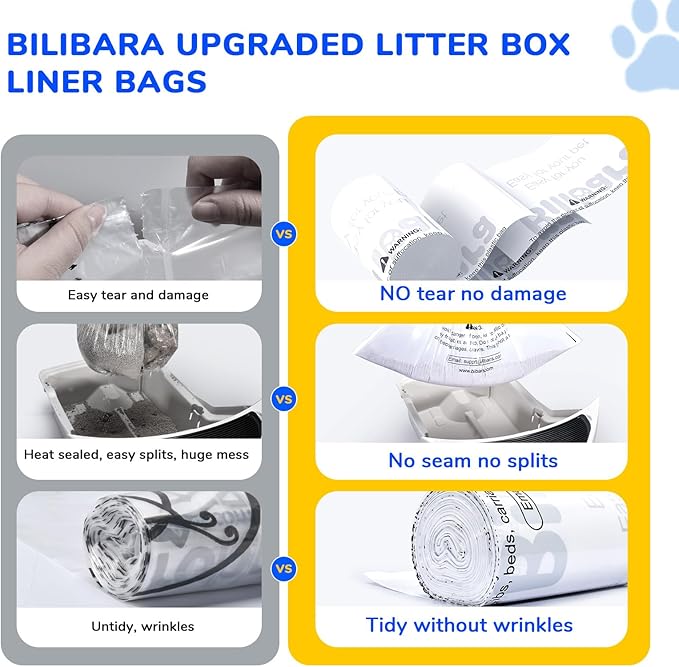 Litter Box Liner Bag Compatible with Cat litter Box 3 and 4, 60 Pack - Extra Thick Waste Bags for Self-Cleaning Pet Kitty Litter Box Drawer Liners, 9-11 Gallons Home/Kitchen Trash Bags