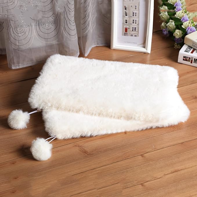 SHENGOCASE 2-Pack 12" x 22" Faux Rabbit Fur Pet Bed Mats, Non-Shedding and Non-Deforrable