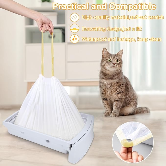 ELEGX 80 Count Litter Box Liners, 3MIL Extra Thick Heavy Duty, Automatic Self Cleaning Litter Robot Cat Waste Bag, 26.6" x 16.7" Compatible with S1,AUTOCLEAN-1 and M1/CAT LINK/Zea Cotio/Furoo mate