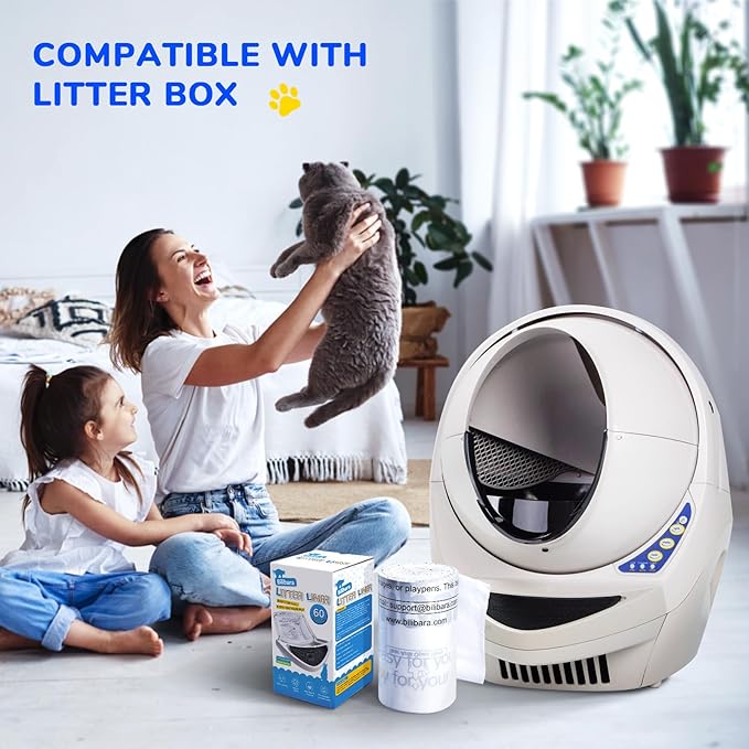 Litter Box Liner Bag Compatible with Cat litter Box 3 and 4, 60 Pack - Extra Thick Waste Bags for Self-Cleaning Pet Kitty Litter Box Drawer Liners, 9-11 Gallons Home/Kitchen Trash Bags