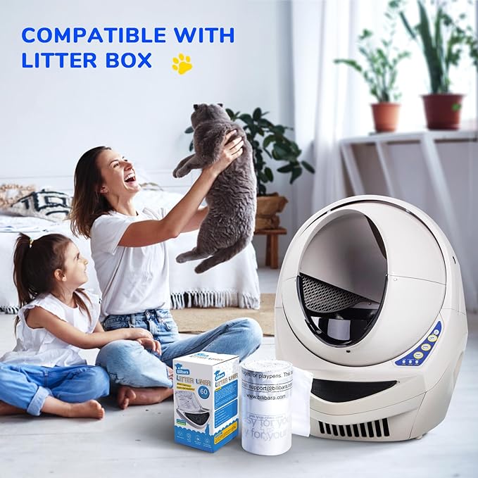 Litter Box Liner Bag Compatible with Cat litter Box 3 and 4, 60 Pack - Extra Thick Waste Bags for Self-Cleaning Pet Kitty Litter Box Drawer Liners, 9-11 Gallons Home/Kitchen Trash Bags