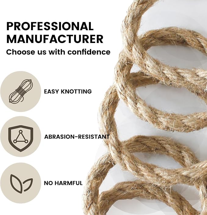 6mm 164 Feet Nature Jute Twine, Jute Rope for Cat Scratching Post DIY Arts Crafts Gardening Bundling Home Decor