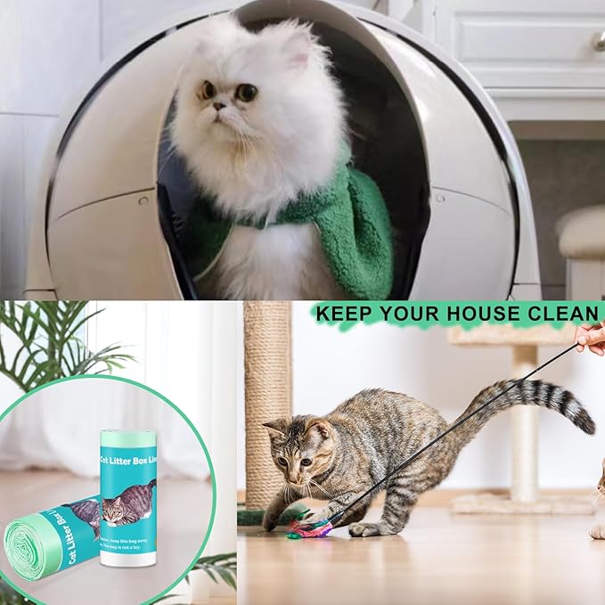 75 Pack Cat Litter Box Liner Bags Compatible with Litter Box Robot 4 and 3 Automatic Cat Litter Box, Thick Heavy Duty Drawstring Self-cleaning Litter Box Waste Drawer Liners, 9-11 Gallons Trash Bags