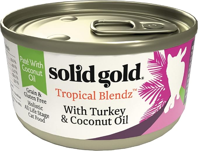 Solid Gold Tropical Blendz Wet Cat Food - Turkey Pate in Coconut Oil - Canned Cat Food, 24 Pack