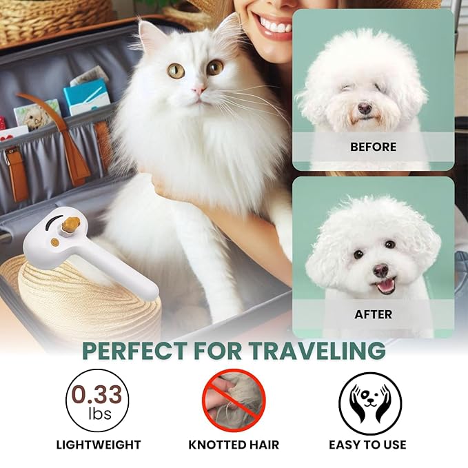 Self-Cleaning Pet Steam Brush & Detangling Comb for Cats and Dogs - Pet Grooming Brush with Spray, Removes Tangles & Knots, Water/Mist Slicker Brush for Shedding Long Haired Pets