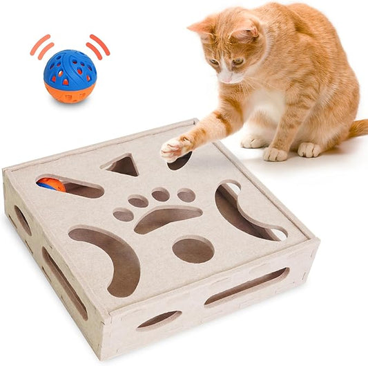 PETKARAY Cat Puzzle Toy, Interactive Cat Toys for Indoor Cats, Kittern Ball Toy with Soft Felt Maze Game Puzzle Box