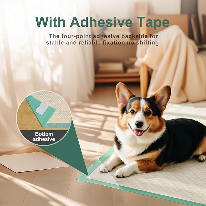Puppy Pee Pad for Dog 10 Counts Disposable Pet Training Pad with 4 Adhesive Tape Pee Pads Quick Dry Pad for Dogs, Puppies, Doggie, Cats, Rabbits, 18" x 24",Suitable for Crate/Cage/Kennel/Carrier