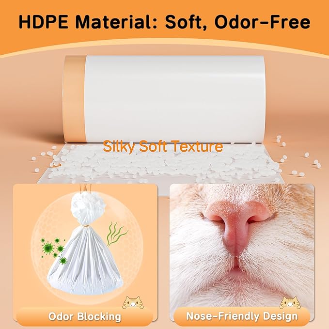 Cat Litter Box Robot 4 and 3 Waste Bags β 120 Count Extra Thick Drawstring Liners Compatible with Self-Cleaning Litter Box Robot, Heavy-Duty Cat Litter Box Liner Bags, 9-11 Gallons