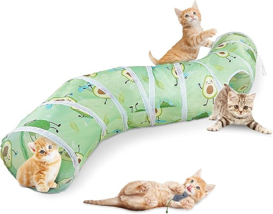 Cat Tunnel, S-Shape Cat Tunnels for Indoor Cats Foldable Cat Toys Cute Cat Tube with Mouse Toy Pet Cat Stuff