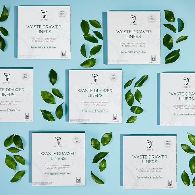 EcoLeo, Compatible with Litter-Robot 3, Plant-Derived and Plastic-free, Handle Waste Drawer Liner Bags, Thick, for Automatic Litter Box, Compatible with Leo's Loo