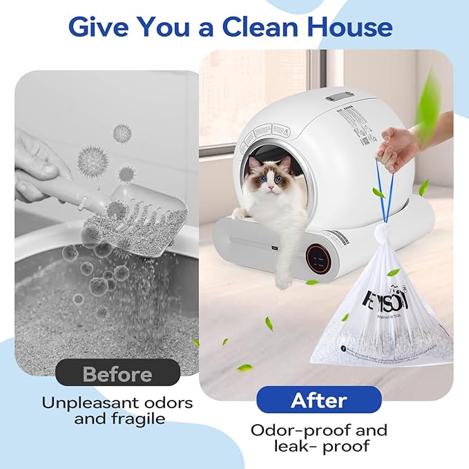 Compatible Self-Cleaning Litter Box Liners - 80 Pack, 18x20 Inches, 4 Gallon Bags, 2 Mil Thickness, Easy Installation, Durable for Automatic Litter Box Drawers