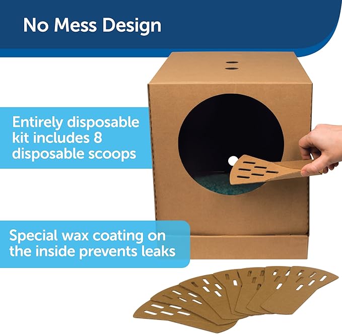 PetSafe Disposable Cat Litter Box - Collapsible Covered Design for Travel - from The Makers of ScoopFree Self Cleaning Litter Box - Includes 4.3 lb Premium Blue Original Crystal Cat Litter