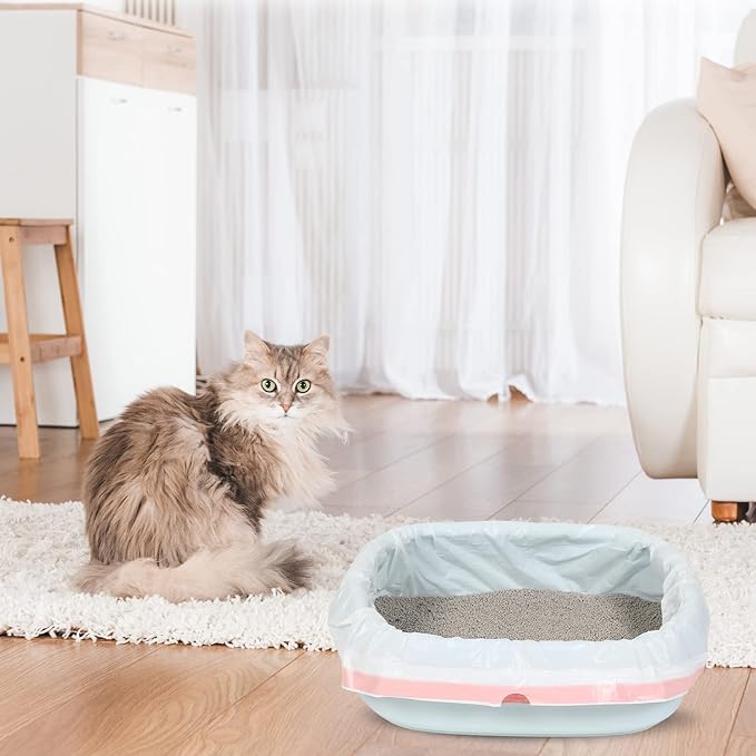 80 Count Cat Litter Box Liners 31 x 18 Inch Large Drawstring Kitty Litter Box Bag Thick Pet Pan Liners Cat Waste Litter Bags Thick Cat Litter Bags Pet Cat Supplies for Cat Litter Box Tray Trash Waste