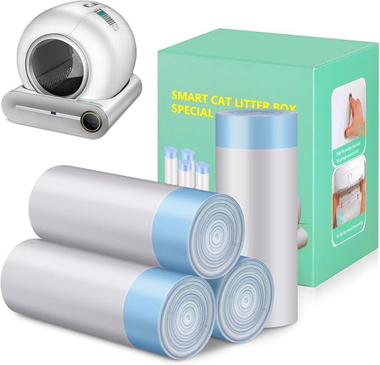 4 * 20 Count Trash Bags for Automatic Cat Litter Box Self Cleaning, Replacement Extra Large Liners for Robot Box, 4 Rolls Drawstring Waste Bags, 18 x 18 Inches(4 Rolls/80 Counts)