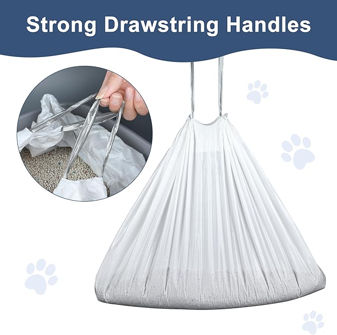 80 Pack Self-Cleaning Cat Litter Box Liners Replacement Cat Litter Waste Bags Drawstring Litter Bags for Automatic Self-Cleaning Cat Litter Box