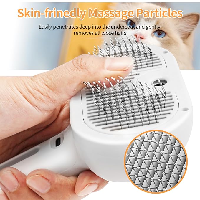 Spray Cat Brush for Shedding, Pet Grooming Brush Remove Static Flying Hair, Self Cleaning Pet Brush with Release Button for Long and Short Dogs Cats Rabbit Massage - Green