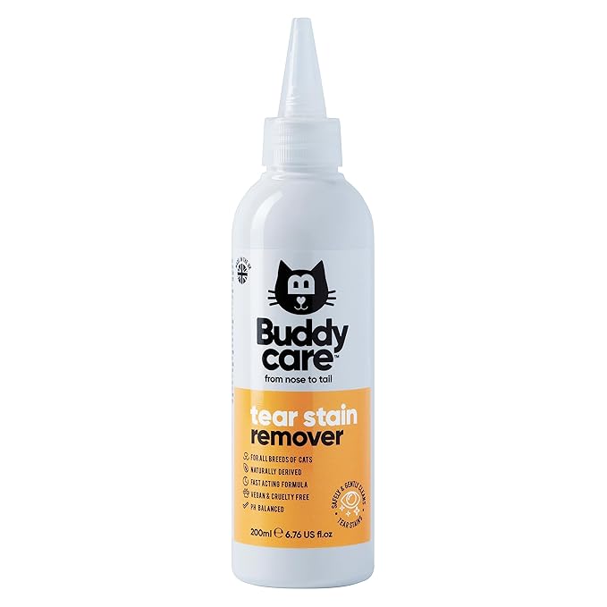 Cat Tear Stain Remover by Buddycare | 200ml | Fast-Acting Tear Stain Remover for Cats| Naturally Derived, PH-Balanced Formula