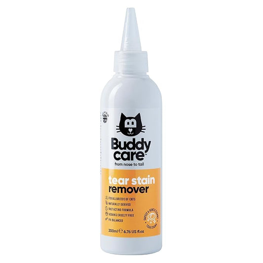 Cat Tear Stain Remover by Buddycare | 200ml | Fast-Acting Tear Stain Remover for Cats| Naturally Derived, PH-Balanced Formula