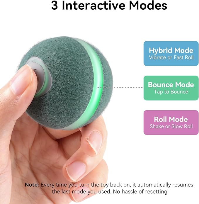 Cheerble 【2025 Upgrade】 Interactive Cat Ball Toy, Wicked Ball M3, Automatic Moving Ball Toy for Indoor Cat Kitten, Smart Anti-Depression Pet Toy Fun Gift with Light