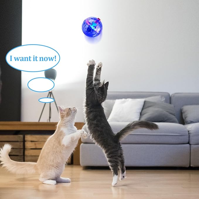 Frienda 4 Pieces Ghost Hunting Cat Ball Motion Light Up Cat Balls LED Motion Activated Cat Ball Motion Light Up Cat Dog Interactive Toys Pet Glowing Mini Running Exercise Ball Toys (Transparent)
