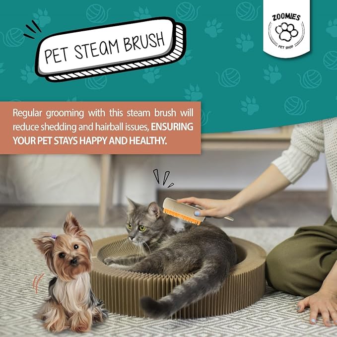 | Cat steam brush for shedding | 3-in-1 Steam brush for cats to remove loose hairs and reduce your cat's stress