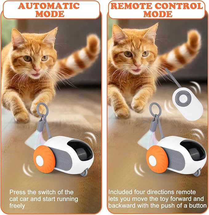 Mity rain Cat Interactive Toy for Indoor Cats - Remote Control Cat Automatic Moving Toy with 2-Speed Adjustment, Smart Cat Car Toy, Cat Puzzle Toy Self Play, Boredom Busters for Cats Fun 3.0 Toy