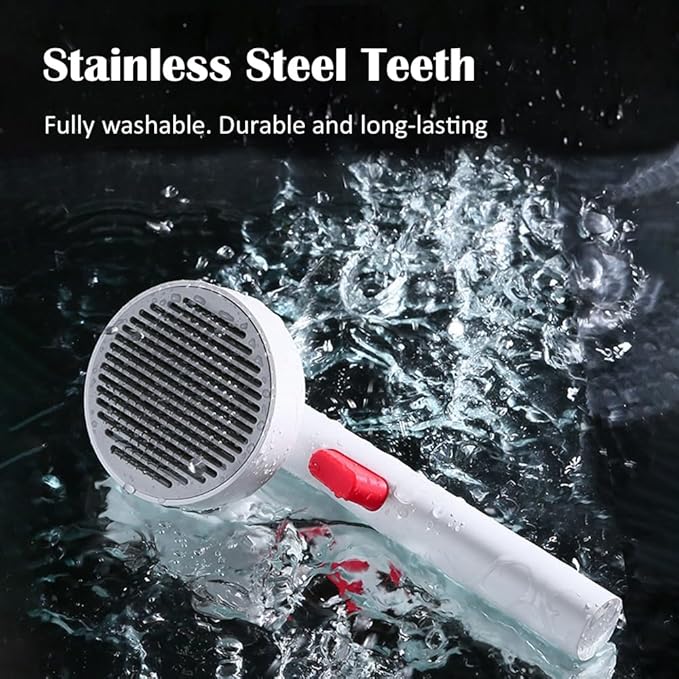 Cat Brush Dog Brush with Release Button,Brush for Shedding for Long Short Haired Cats Dogs,Cat Brushes for Indoor Cats Shedding,Pet Supplies Hair Remover Tool,Brush Grooming Kit (white)