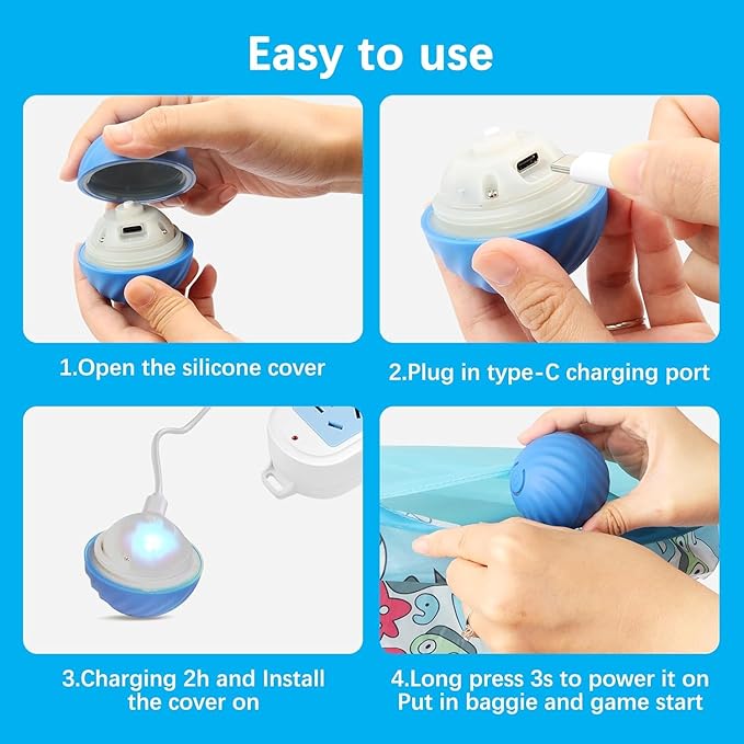 Zelikovitz Interactive Cat Toys Ball Rolling in The Pouch, Automatic Motion Activated Moving Ball Hide and Seek Game for Indoor Exercise Kicker