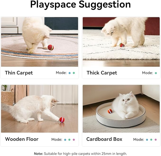 Cheerble 【2025 Upgrade】 Interactive Cat Ball Toy, Wicked Ball M3, Automatic Moving Ball Toy for Indoor Cat Kitten, Smart Anti-Depression Pet Toy Fun Gift with Light