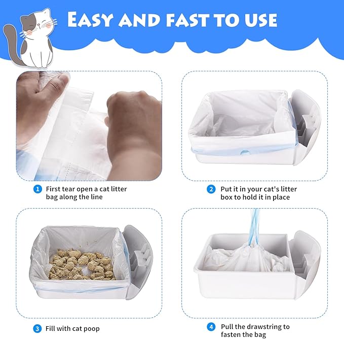 Cat Litter Waste Bags Liners,120 Count Compatible with Litter-Robot 3/4,Heavy Duty Self Cleaning Automatic Litter Box Bags,26.3" x 15.7"