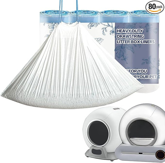 Self Cleaning Cat Litter Box Liners, Replaced Waste Bags Compatible with Cat Litter Box, Cat Litter Waste Receptacles Bags (18''x20'', 80 Count)