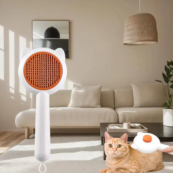 Cat Brush for Shedding, Self-Cleaning Brush for Pet Hair Removal, Cat Hair Brush Remover for Long and Short Haired Cats and Dogs, Self-Cleaning Grooming Tool