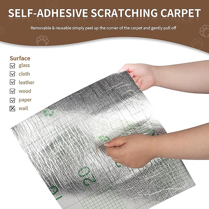 Cat Scratching Post Carpet Mat Trimmable Self-Adhesive Replacement Mat 78.7"x15.8" Cuttable Cat Scratcher Cover for Cat Tree Shelf Shelves Steps Couch Furniture Wall DIY Protector, Dark Grey