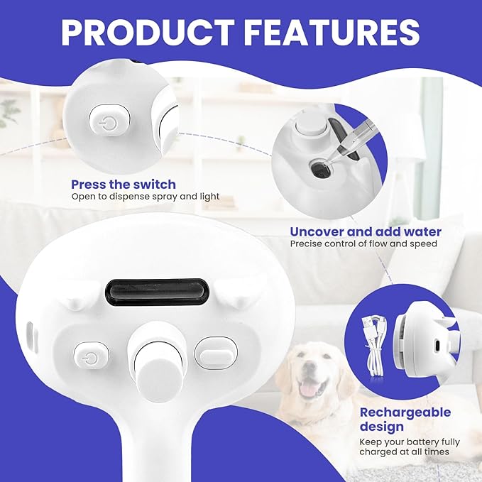 Cat Steam Brush, Pet Steamy Brushes for Indoor Cats & Dogs Shedding with Release Button, Self-Cleaning, Anti-Static Pets Hair Removal Comb for Furry Pet Grooming & Massage (WHITE)