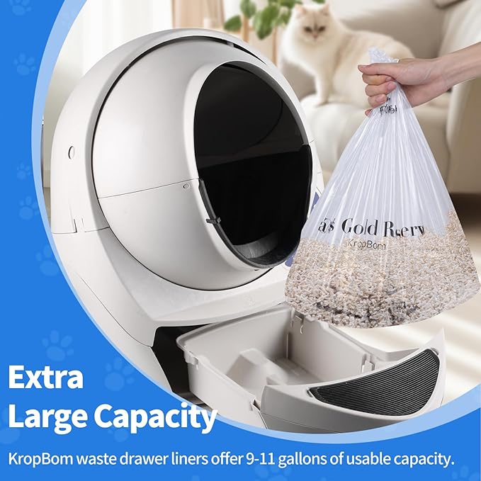 60 Pack Litter Box Robot 3 4 Waste Bags, Self Cleaning Cat Litter Box Robot Waste Liner Bags Replacement, Heavy Duty 9-11 Gallons of Capacity